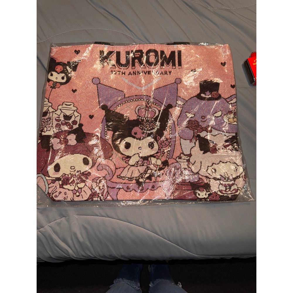 Sanrio Kuromi 15th Anniversary Woven Tapestry Tote Bag Pink Purple My Melody